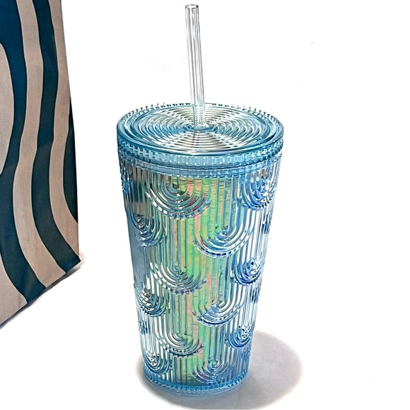 Starbucks Iridescent Mermaid Scale Cold Cup Tumbler with Straw 16oz Blue - Picture 5 of 11